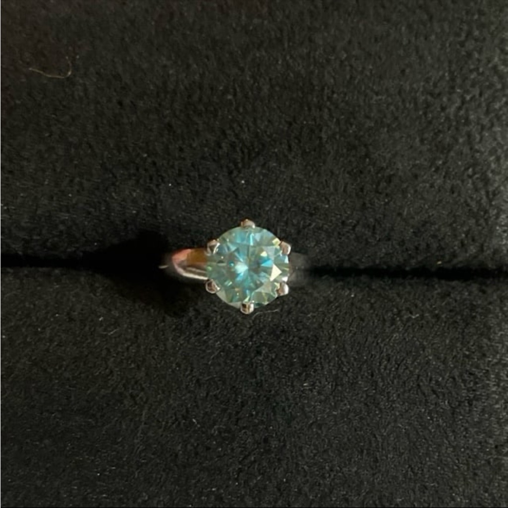Amazing 2.29 Ct Certified Blue Round Brilliant Cut Moissanite Diamond Solitaire